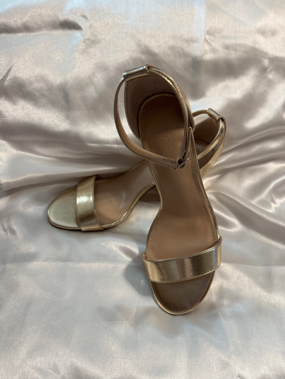 Metallic Gold NWT Ankle-Strap Heeled Sandals